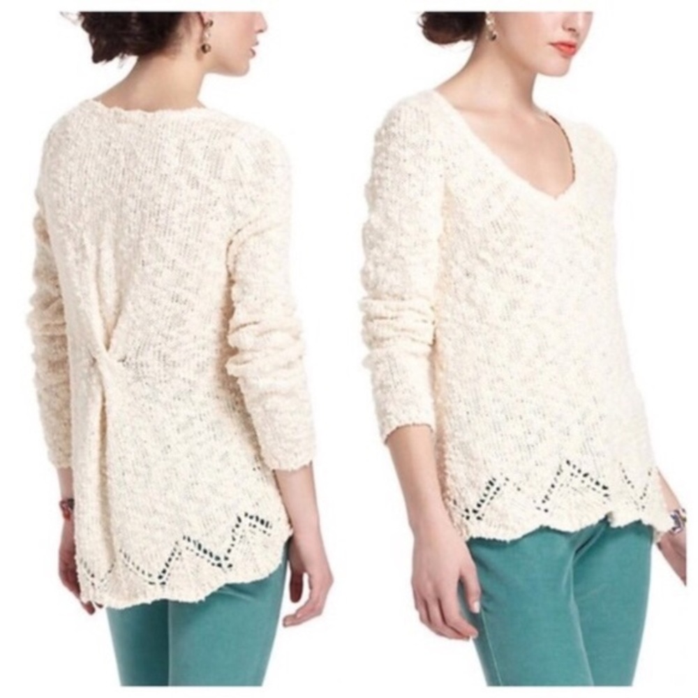 Anthropologie Peaked Pointelle Sweater